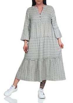 Sublevel Damen Maxi Kleid LSL-449 langes Damenkleid mit Volants Light Taupe M/L von Sublevel