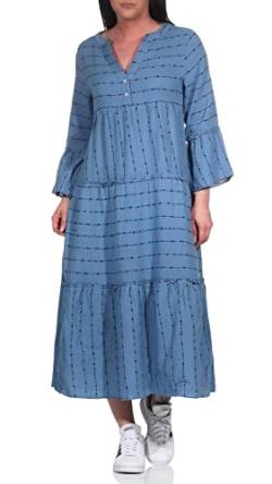 Sublevel Damen Maxi Kleid LSL-449 langes Damenkleid mit Volants Middle Blue M/L von Sublevel