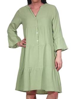Sublevel Damen Musselin-Kleid LSL-430 Tunika mit 3/4-Ärmeln Light Green S/M von Sublevel