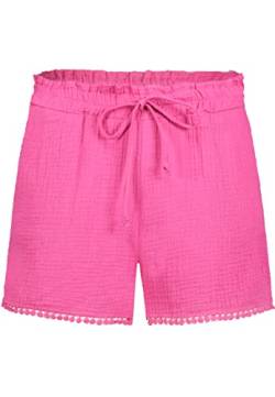Sublevel Damen Musselin Shorts mit Bommelborte Sommerhose pink L von Sublevel