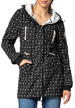 Sublevel Damen Softshell-Jacke Kurzmantel mit Kapuze & Print black L von Sublevel