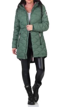 Sublevel Damen Steppjacke LSL-470 Kurzmantel mit Kapuze Forest Green L von Sublevel