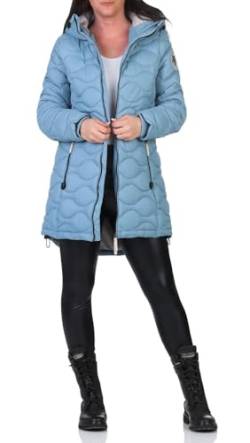 Sublevel Damen Steppjacke LSL-470 Kurzmantel mit Kapuze Morning Fog Blue L von Sublevel