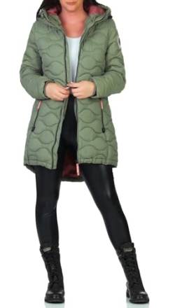 Sublevel Damen Steppjacke LSL-470 Kurzmantel mit Kapuze Washed Olive L von Sublevel