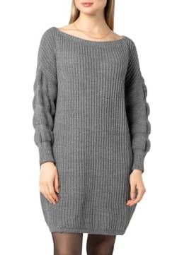 Sublevel Damen Strickkleid mit Ärmel Details Grobstrick Grey L/XL von Sublevel