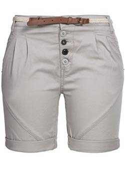 Sublevel Damen Trendige Bermuda mit Gürtel und Aufschlag middle grey XS von Sublevel