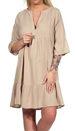 Sublevel Damen Viskose Kleid LSL-413 Tunika mit Alloverprint Middle beige M von Sublevel