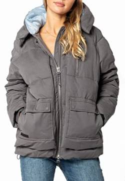 Sublevel Damen Warme Steppjacke Puffer Jacket mit Kapuze grey XL von Sublevel