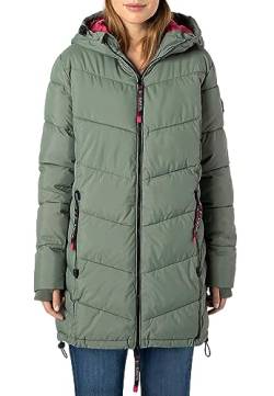 Sublevel Damen Winterjacke Stepp-Mantel mit Kapuze lang & tailliert, Outdoorjacke für Damen green S von Sublevel