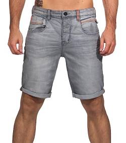 Sublevel Herren Jeans Shorts LSL-453 Bermuda mit Aufschlag Grey Denim G104 W32 von Sublevel