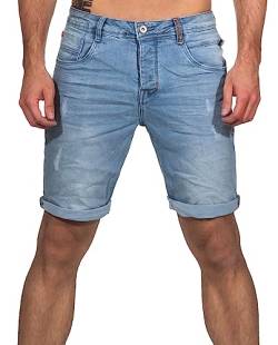 Sublevel Herren Jeans Shorts LSL-453 Bermuda mit Aufschlag Light Blue Denim L164 W32 von Sublevel