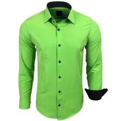 Subliminal Mode - Herren Hemd Zweifarbig Unifarbe Lange Ärmel Slim Fit Unternehmen Rn44 - Grün, M von Subliminal Mode