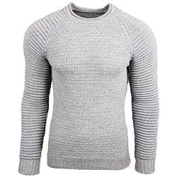 Subliminal Mode - Herren-Pullover, Rundhalsausschnitt, mit gerippten Ärmeln, schick und modisch, BX8056, hellgrau, XX-Large von Subliminal Mode