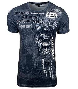 Subliminal Mode Herren-T-Shirt, bedruckt, Totenkopf, Rundhalsausschnitt, BX105, dunkelgrau, M von Subliminal Mode