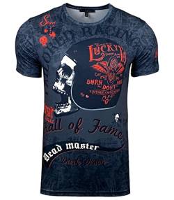 Subliminal Mode Herren-T-Shirt, bedruckt, Totenkopf, Rundhalsausschnitt, BX114, dunkelgrau, XL von Subliminal Mode