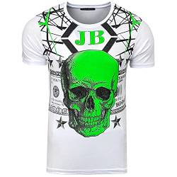 Subliminal Mode HerrenTShirt, Totenkopf, Rundhalsausschnitt, bedruckt mit Strass, kurze Ärmel, erhältlich in Schwarz, Weiß, Grau, Türkis, Größe S bis XXL, Geschenkidee für Weihnachten, Valentinstag von Subliminal Mode