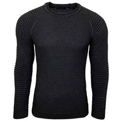 Subliminal Mode - Pullover Over Herren Rundhalsausschnitt mit gerippten Ärmeln, schick und modisch BX8056, Schwarz , XX-Large von Subliminal Mode