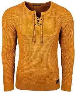 Subliminal Mode - Pullover für Herren, Rundhalsausschnitt, mit Kordelzug, schick und modisch, Strick, Winter, aus Mesh, Geschenkidee, Weihnachten BX52132, camel, XX-Large von Subliminal Mode