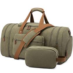Canvas Travel Duffel Bag Sucipi Weekender Bag mit Schuhfach Übernachtungstasche Carry on Bag für Flugzeuge mit Kulturtaschen für Männer, Grün 1, von Sucipi