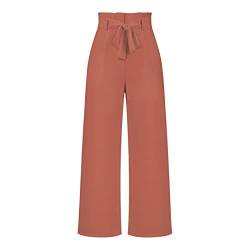 Sucor Damen Hose mit weitem Bein Kordelzug Lose Lounge Pants Seitenschlitz Culottes Hosen (S,Orange) von Sucor