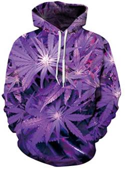 Sucor Damen Pullover Herren 3D Druck Kapuzenpullover Unisex Hoodie Langarm Drawstring Pullover Sweatshirt mit Tasche(S/M,Purple Flowers) von Sucor