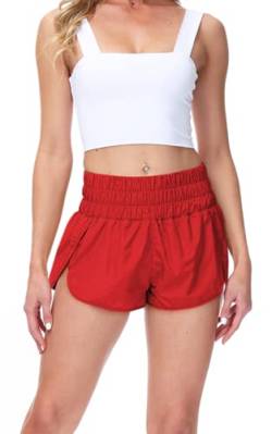 Sucor Damen Shorts Kurze Sporthose Jogginghose Badeshorts Sommer Kurze Badehose Bikini Bottoms Schwimmshorts Boardshorts Strandshorts(L,A-Rot) von Sucor