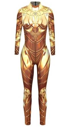 Sucor Frauen Halloween Cosplay Party Kostüm Mehrfarbig Scary Skelett Tight Fit Lustige Elastische Langarm (XL,Golden2) von Sucor