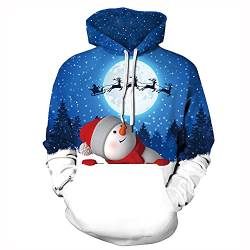 Sucor Herren Damen Unisex 3D Druck Hoodie Weihnachten Kapuzenpullover Langarm Pullover Casual Christmas Sweatshirt mit Großen Taschen(L,Cat) von Sucor
