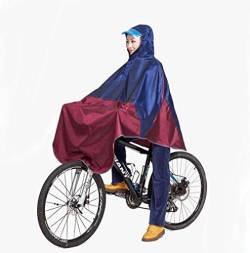 SudaTek Mens Womens Radfahren Fahrrad Regenjacke Regen Cape Poncho Mit Kapuze Winddicht Regen Mantel Mobilität Roller Abdeckung (Blau/Rot) von SudaTek