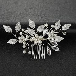 Hochzeits-Tiara Hochzeit Haarkamm Perle Haarnadeln und Clips for Frauen Braut Strass Kopfschmuck Braut Haarschmuck Zubehör (Color : Onecolor, Size : J) von Sudemota