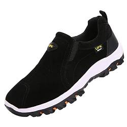 Sudychen Wildleder Leder Sneaker Slip On Sportschuhe Outdoor Laufschuhe Atmungsaktiv Low Top Turnschuhe Leichtgewicht Walking Schuhe Flache Freizeitschuhe von Sudychen