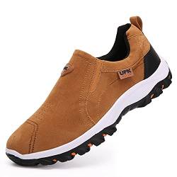 Sudychen Wildleder Leder Sneaker Slip On Sportschuhe Outdoor Laufschuhe Atmungsaktiv Low Top Turnschuhe Leichtgewicht Walking Schuhe Flache Freizeitschuhe von Sudychen