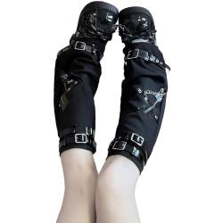 Damen Beinstulpen Mit Schnalle Lolitas Ausgestellte Beinärmel Goth Schnalle Baggy Manschetten Knöchel Haufen Socken JK Mittelröhrensocken Ausgestellte Beinärmel von SueaLe