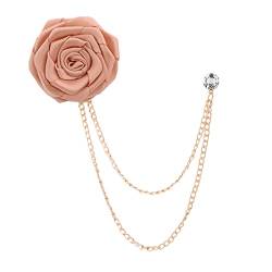 SueaLe Bräutigam Hochzeit Broschen Tuch Kunst handgemachte Rose Blume Brosche Revers Pin Abzeichen Quaste Kette Männer Anzug Zubehör von SueaLe