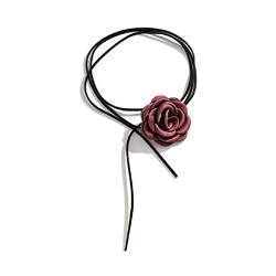 SueaLe Goth Black Velvet Big Rose Choker-Halskette für Frauen elegante Webart geknotet Bowknot verstellbare Kette Schmuck verstellbarer Choker von SueaLe
