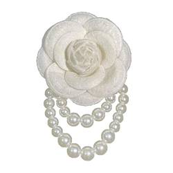 SueaLe Stoff Kamelie Blume Brosche Pins Perle Quaste Corsage Modeschmuck Broschen für Frauen Hemd Kragen Zubehör von SueaLe