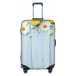 Garden Spring Flowers Kofferhülle aus blauem Holz mit hoher Elastizität, wasserdicht und kratzfest, passend für 45,7 - 81,3 cm große Gepäckstücke, weiß, L von Suehome