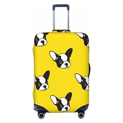 Hochelastische Spandex-Kofferabdeckung, Gepäckabdeckung, Schutz, Größe M, passend für 55,9 bis 61 cm, schöne gelbe französische Bulldogge, weiß, xl von Suehome