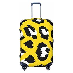 Hochelastische Spandex-Kofferabdeckung, Gepäckabdeckung, Schutz, Größe XL, passend für 73,5 bis 81,3 cm, gelber Leopardenmuster, weiß, L von Suehome
