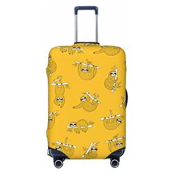 Hochelastische Spandex-Kofferabdeckung, Gepäckabdeckung, Schutz, groß, passend für 63,5 bis 71,1 cm, niedliche Baby-Faultiere, gelbe Drucke, weiß, L von Suehome