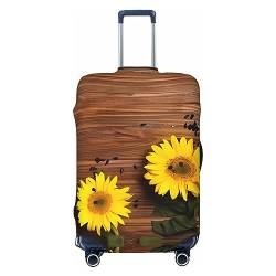 Reisegepäck-Abdeckung, Spandex, abstrakt, geometrisch, schwarz, blau, gelb, Kofferabdeckung, hohe Elastizität, kratzfest, passend für 45,7 - 81,3 cm große Gepäckstücke, Größe XL, Herbst-Sonnenblumen von Suehome
