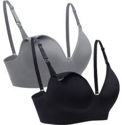 Komfort-Still-BH für Schwangerschaft, Schwangerschaft, stützender Bralette mit integrierten Polstern, Schwarz / Grau, XXX-Large von Suekaphin