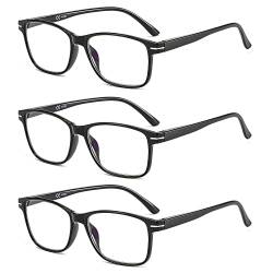 Suertree 3 Pack Lesebrille Blaulichtfilter Brille Herren Lesehilfe Damen Augenoptik Sehhilfe PC Computerbrille UV Blockiert Lesebrille 1,0X Schwarz von Suertree