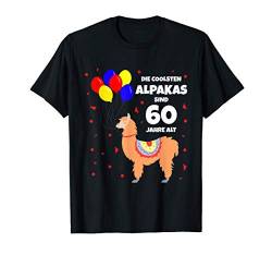 Cooles Alpaka T-Shirt Geburtstag 60 Jahre Party Luftballons T-Shirt von Süße Alpaka Bekleidung - Tshirt