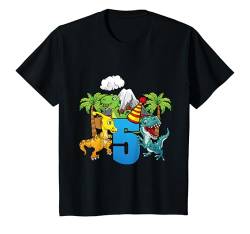 Kinder Geburtstagsshirt 5 Jahre Junge Dinosaurier Dino Geschenk T-Shirt von Süße Dino Geburtstag TShirts