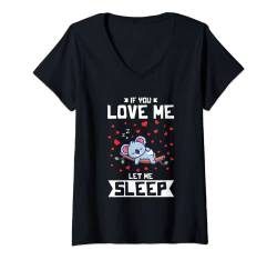 Damen If You Love Me Let Me Sleep Schlafshirt Pyjama Schlafanzug T-Shirt mit V-Ausschnitt von Süße Koala Schlafkleidung Für Langschläfer