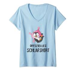 Damen Offizielles Schlafshirt Schaf Nachthemd Schlafanzug Pinguin T-Shirt mit V-Ausschnitt von Süße Pinguin Liebhaber Geschenke