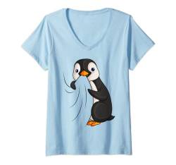 Damen Pinguin Liebhaber Penguin Kinder Damen Mädchen T-Shirt mit V-Ausschnitt von Süße Pinguin Liebhaber Geschenke