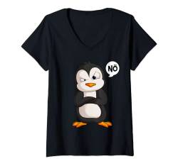 Damen Pinguin Nö Kinder Mädchen Jungen Penguin T-Shirt mit V-Ausschnitt von Süße Pinguin Liebhaber Geschenke