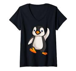 Pinguin Mädchen Jungen Damen Kinder Penguin T-Shirt mit V-Ausschnitt von Süße Pinguin Liebhaber Geschenke